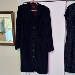 Brooks Brothers Navy Pinstripe Long Sleeve Suit Dress tailored